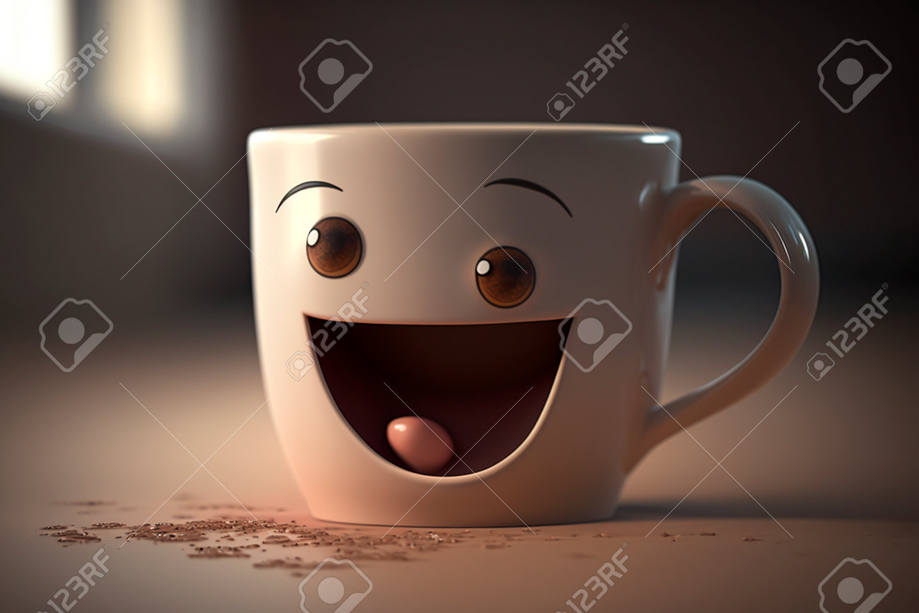 Illustration Of A Happy Smiling Funny Coffee Or Tea Mug AI Generated Stock  Photo, Picture and Royalty Free Image. Image 201611212., image size:1300x867
