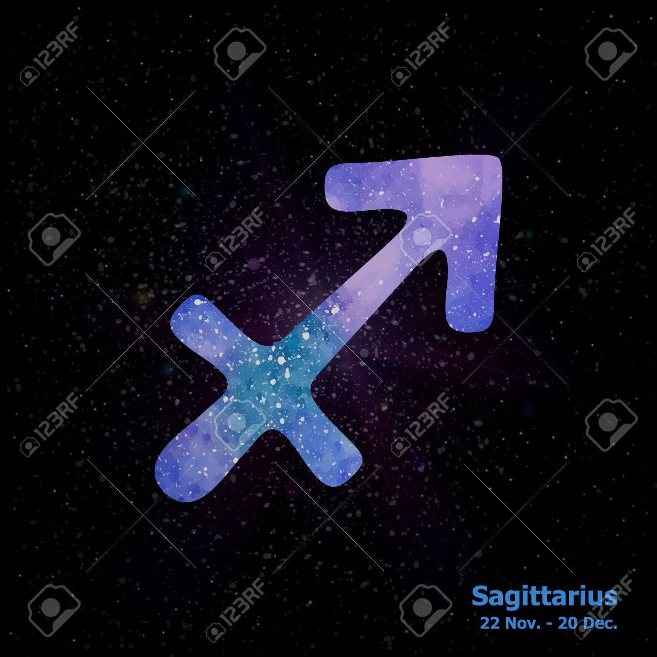 水彩の星座射手座スター スペースの背景に フリーハンドの図面 ベクトルの図 のイラスト素材 ベクタ Image