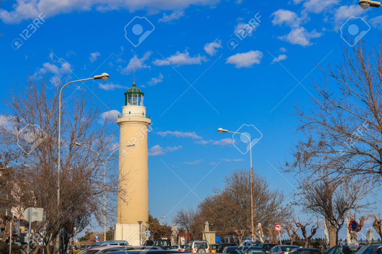 Alexandroupoli City, lighthouse and cloudy sky. Alexandroupolis, Evros, Greece. - 142963002 Alexandroupoli City, lighthouse and cloudy sky. Alexandroupolis, Evros, Greece. - 142963002
