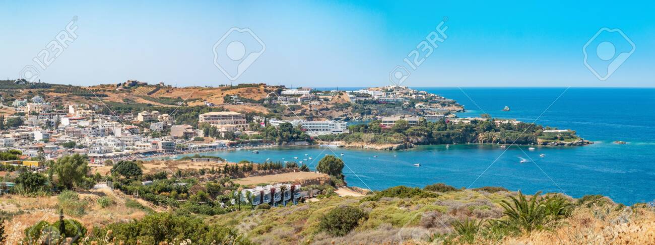 Agia Pelagia is a small town with a beautiful beach at Bay Aghia Pelaghia near Heraklion, Crete, Greece. Panoramic view HD Agia Pelagia. Travel and holidays places. - 153106375 Agia Pelagia is a small town with a beautiful beach at Bay Aghia Pelaghia near Heraklion, Crete, Greece. Panoramic view HD Agia Pelagia. Travel and holidays places. - 153106375