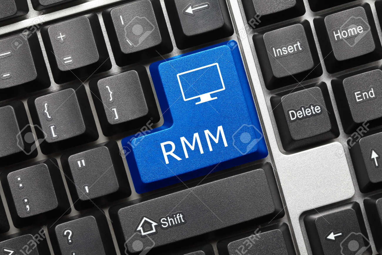 Close-up view on conceptual keyboard - RMM (blue key) - 145054902 Close-up view on conceptual keyboard - RMM (blue key) - 145054902