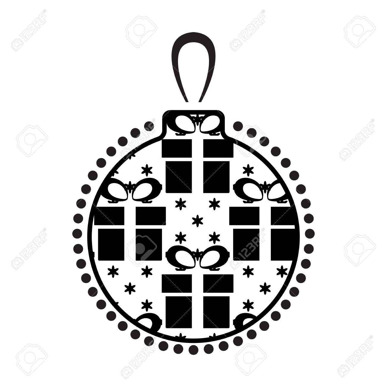 Christmas Ball Black And White Icon With Abstract Pattern Isolated Royalty Free Cliparts Vectors And Stock Illustration Image