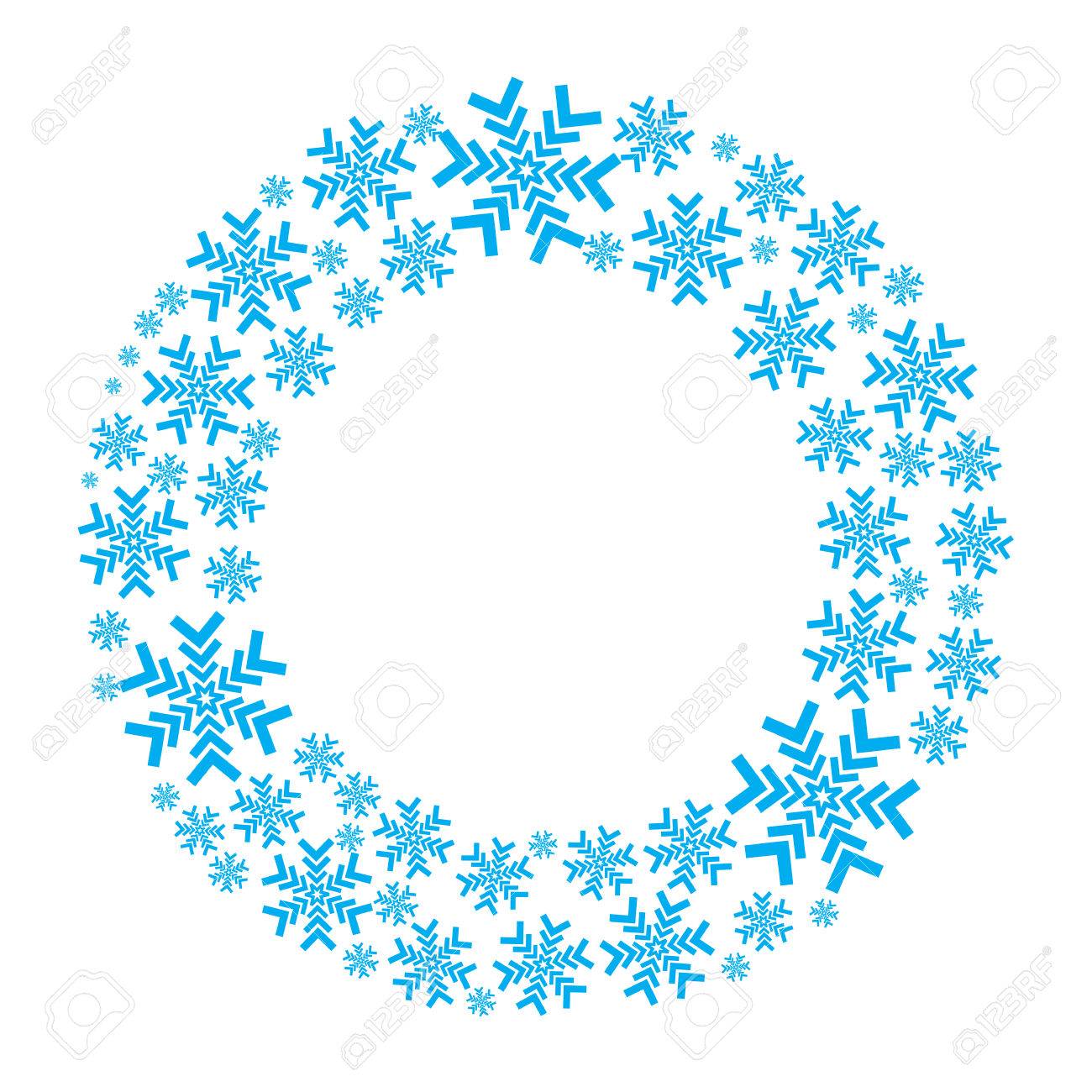 snowflake vector wreath isolated snow flake circle frame round