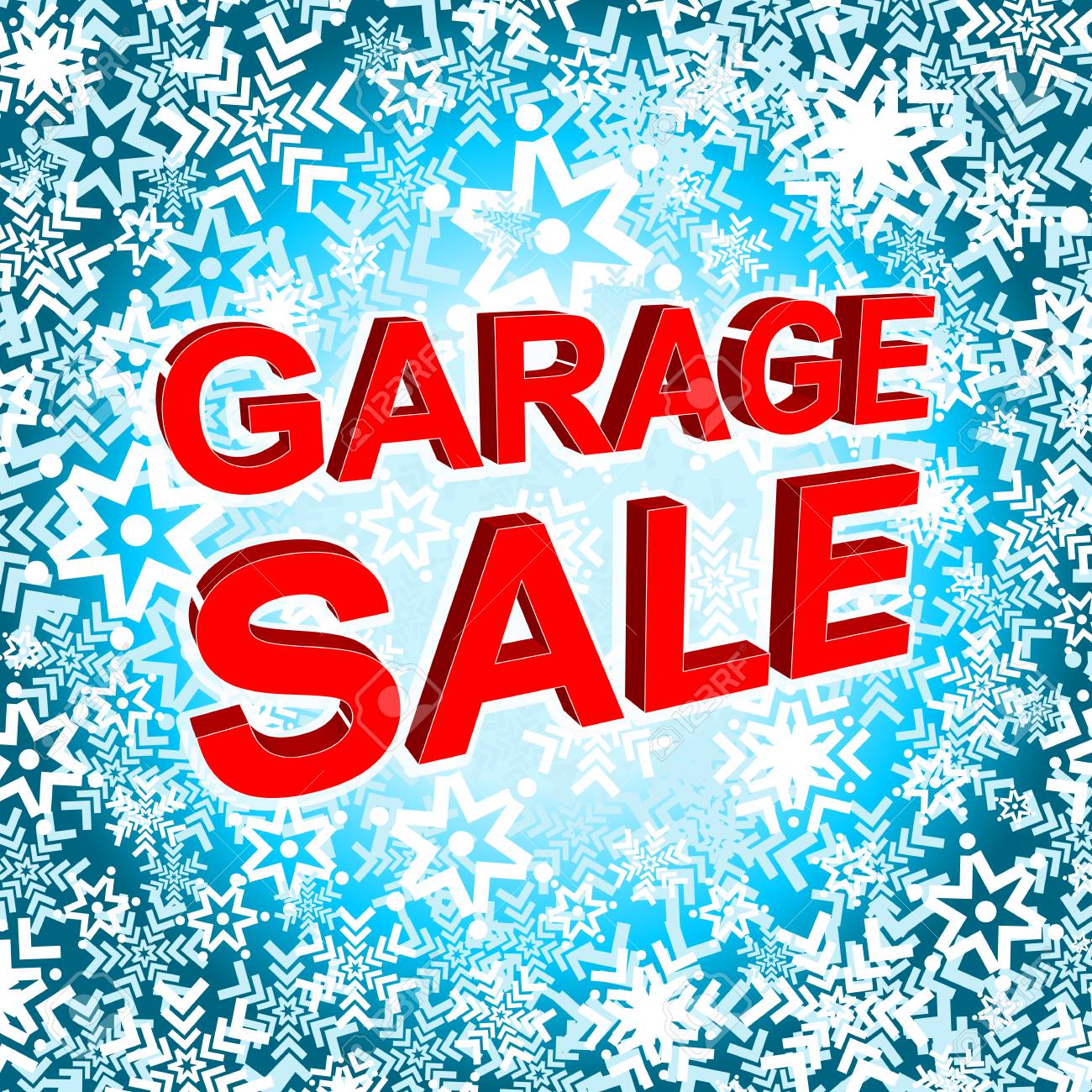 big winter sale poster with garage sale text advertising blue