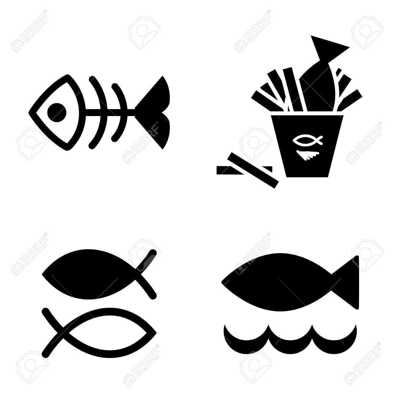 set of fish vector icon isolated fishing or seafood template