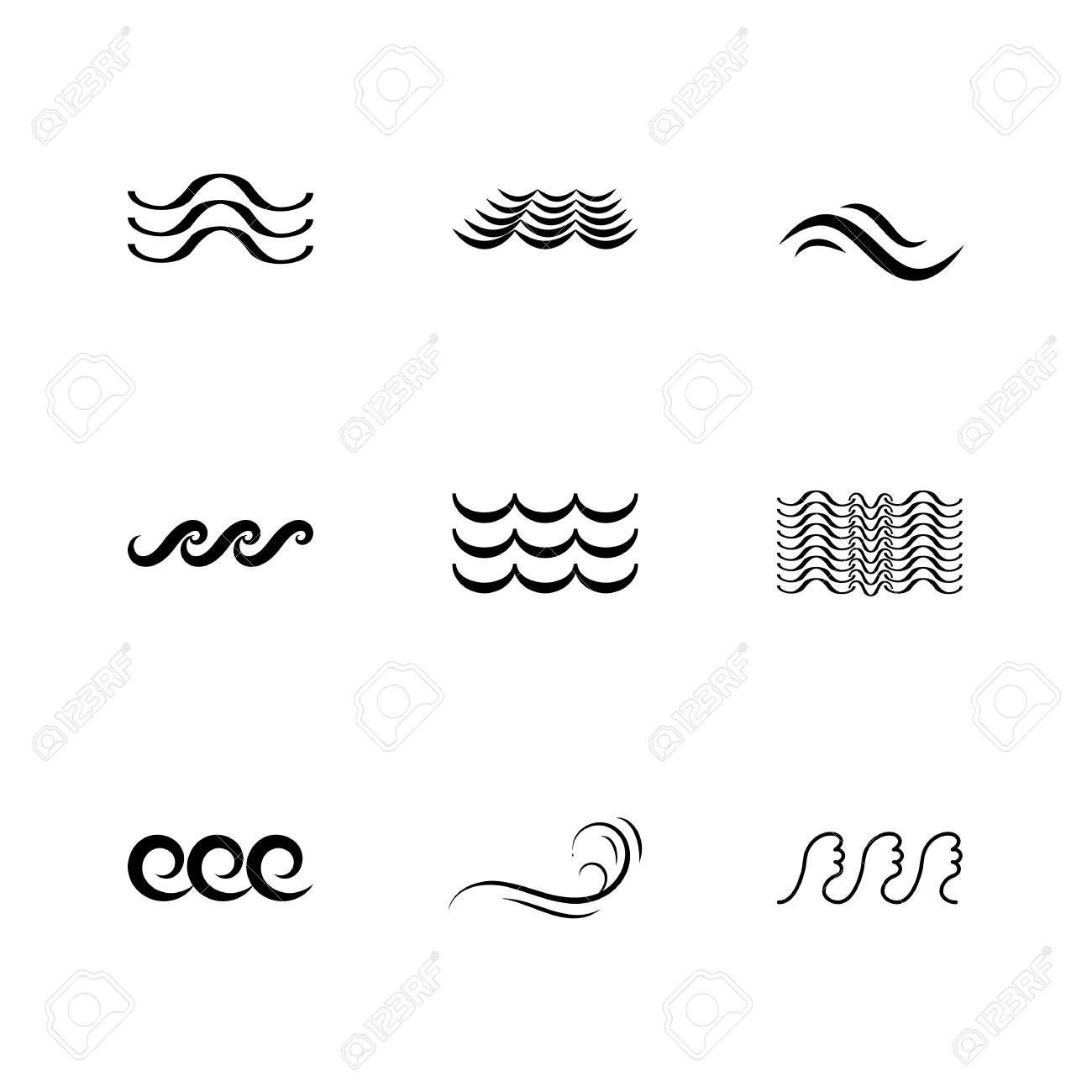 波のアイコンまたは白で隔離水液体のシンボル 海 川 または海洋流れる記号 線を曲げのイラスト素材 ベクタ Image