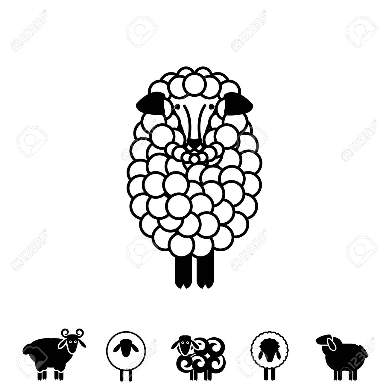 羊や Ram のアイコン ロゴ テンプレート 絵文字 トレンディな単純な羊や羊市場 インターネット デザイン 装飾記号のイラスト素材 ベクタ Image