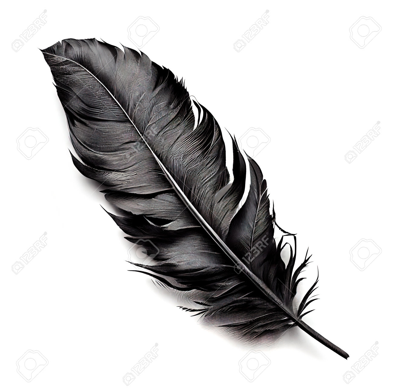 Black Feather Isolated, Swan Plume, Dark Gray Bird Feathers, Black Feather  Drawing Imitation, Abstract Generative AI Illustration Stock Photo, Picture  and Royalty Free Image. Image 200102613.
