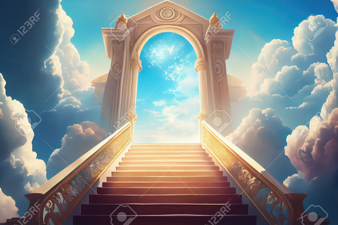 Illustration Of Stairs On The Way To Heaven Background, Way
