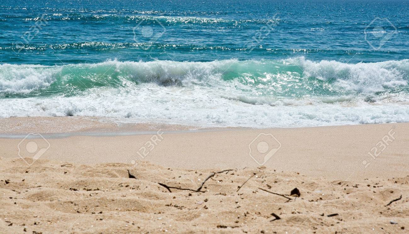 Green Wave Cinque Blanche écume Gros Plan Sur La Plage De Sable Paradisiaque Sri Lanka Asie