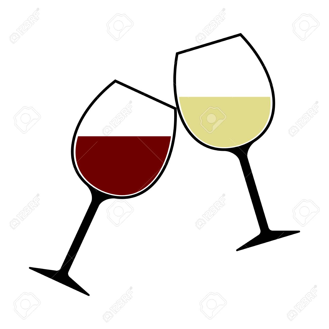 Red And White Wine Glasses Clink Vector Isolated Cheers Royalty