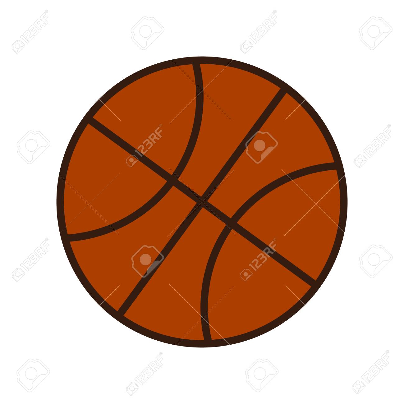 Bola De Basquete Laranja No Estilo De Desenho Animado, Vetor