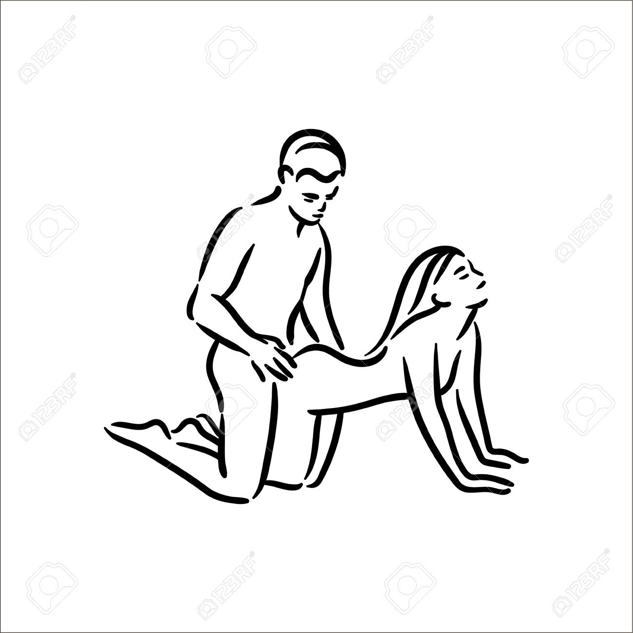 Kama Sutra Sexual Pose. Sex Poses Illustration Of Man And Woman On White Background Royalty Free SVG, Cliparts, Vectors, And Stock Illustration