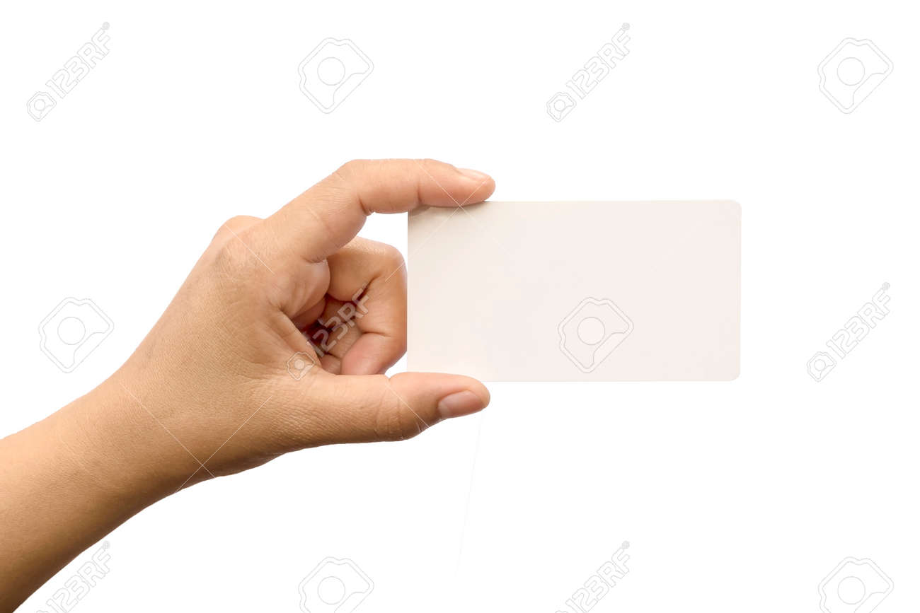 Female hand with a blank card isolated on white background with clipping path. - 169214581 Female hand with a blank card isolated on white background with clipping path. - 169214581
