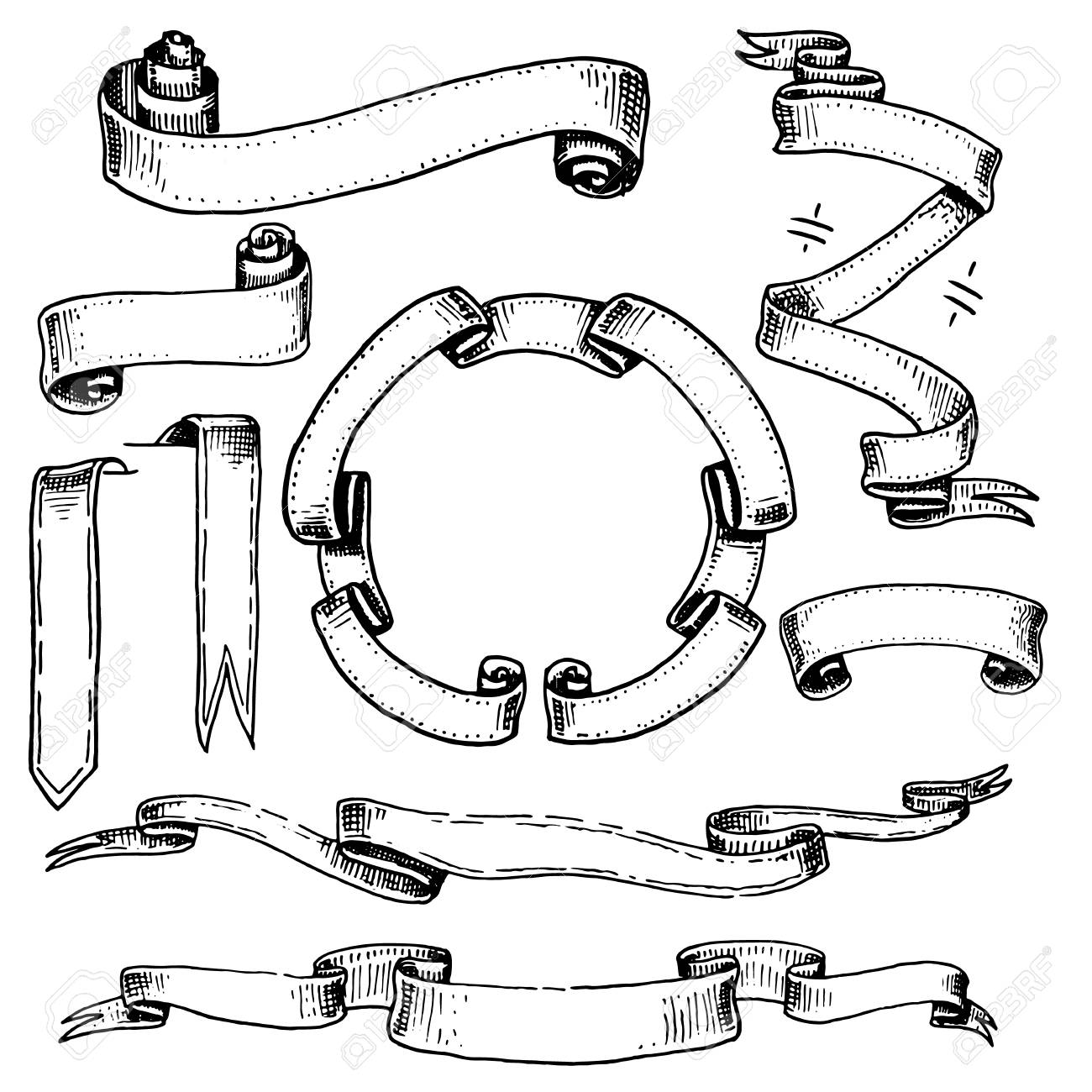 ヴィンテージ手描きリボン旗やバナー要素本や他の古い探しているデザインのため あなたの星座の刻まれた書道部のイラスト素材 ベクタ Image