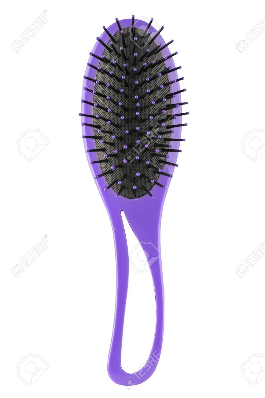 Mauve Hair Comb Brush With Handle For All Hair Types Isolated