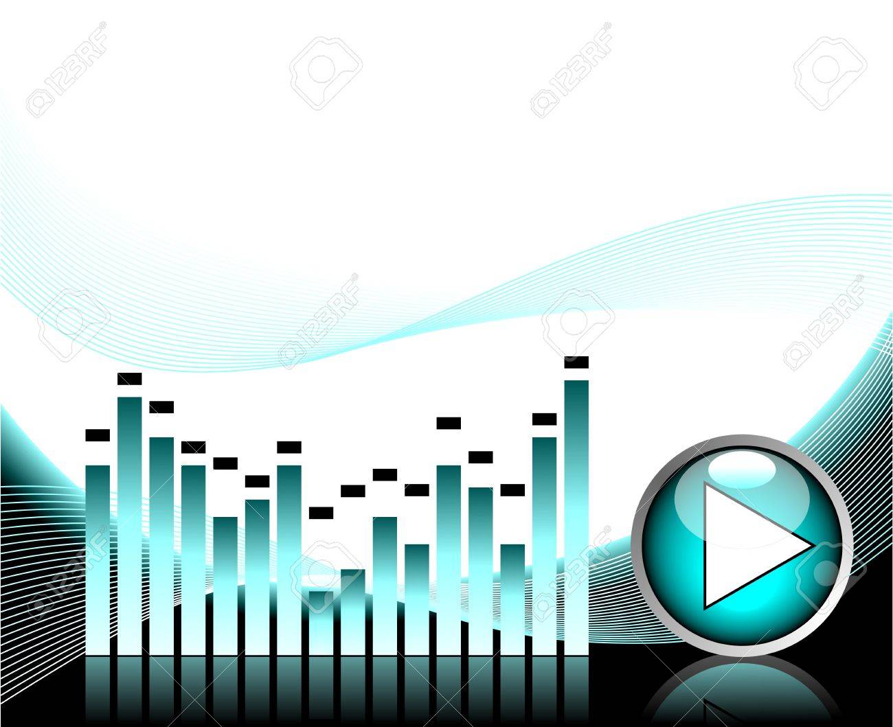 再生ボタン付きの音楽のテーマのイラストのイラスト素材 ベクタ Image