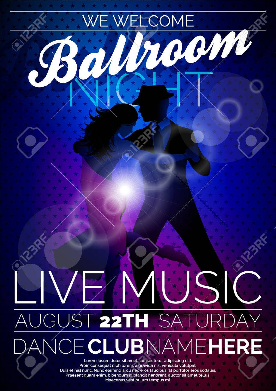 vector ballroom night party flyer design with couple dancing ballroom dancing flyers templates