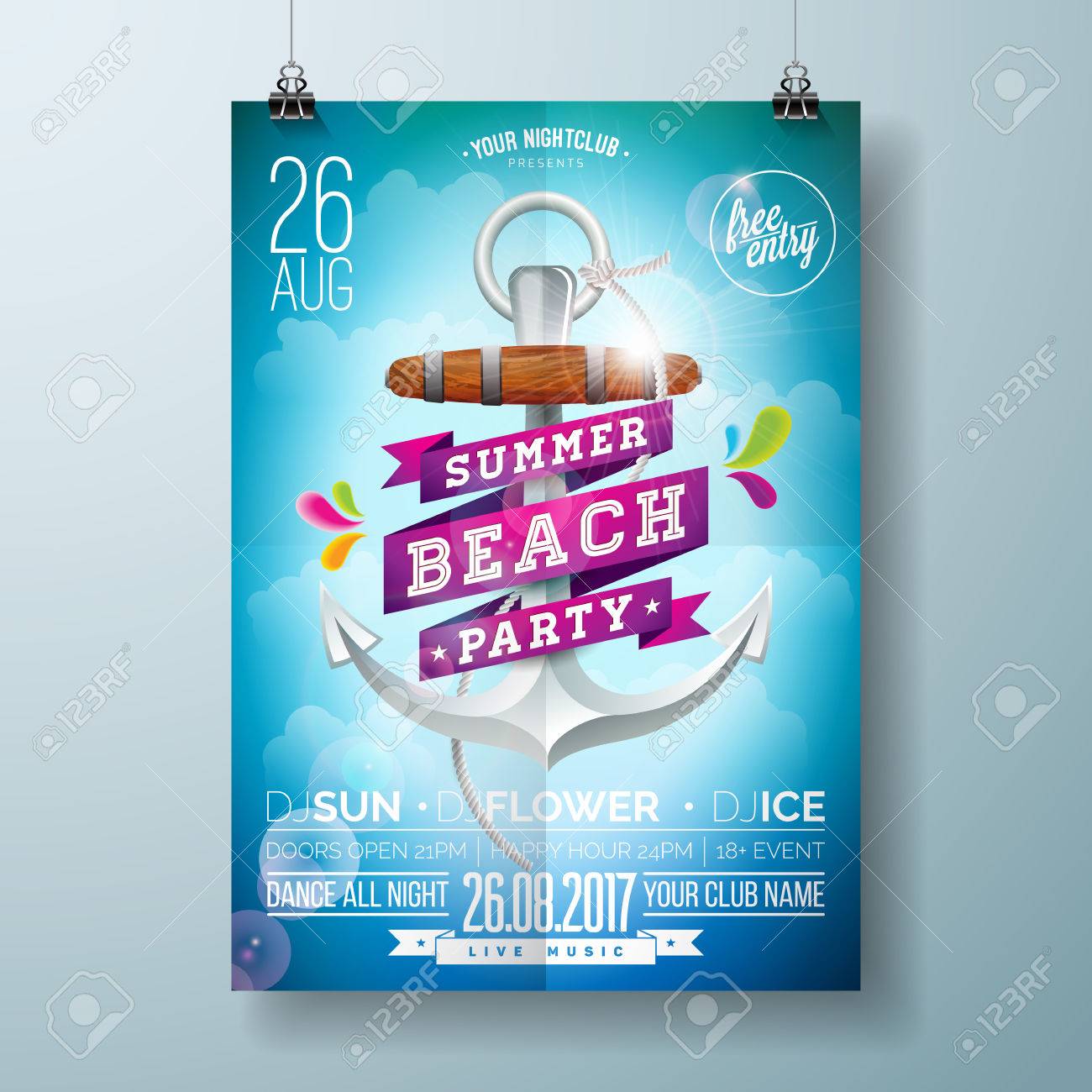 Vector Summer Beach Party Flyer Design With Typographic Design Royalty Free Cliparts Vectors And Stock Illustration Image