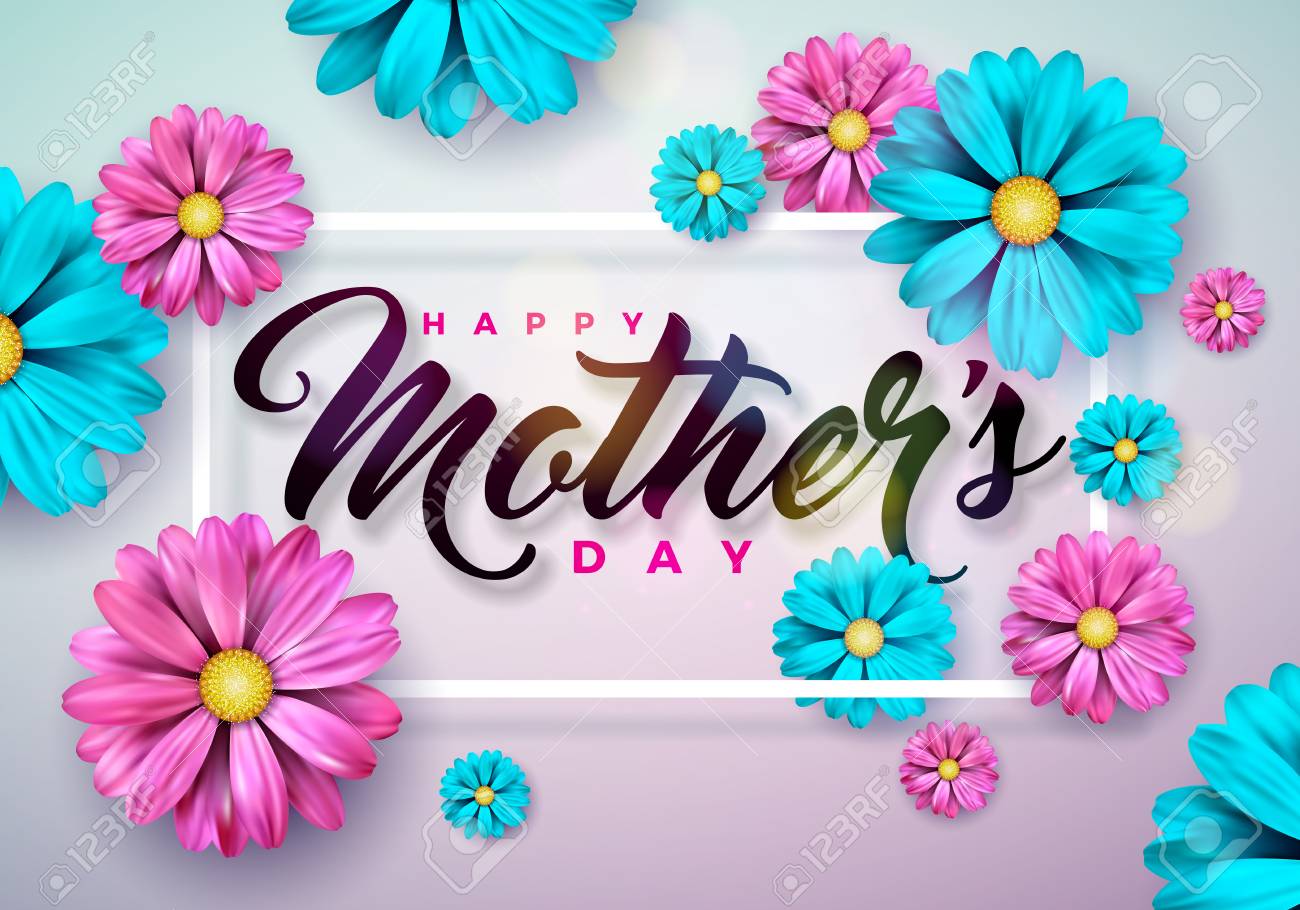 Happy Mothers Day Greeting card with flower on pink background. Vector Celebration Illustration template with typographic design for banner, flyer, invitation, brochure, poster - 97128966 Happy Mothers Day Greeting card with flower on pink background. Vector Celebration Illustration template with typographic design for banner, flyer, invitation, brochure, poster - 97128966