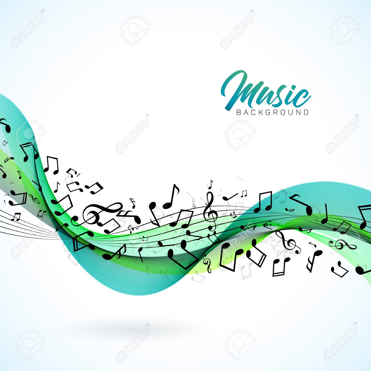 Vector Music Illustration With Falling Notes And Abstract Color