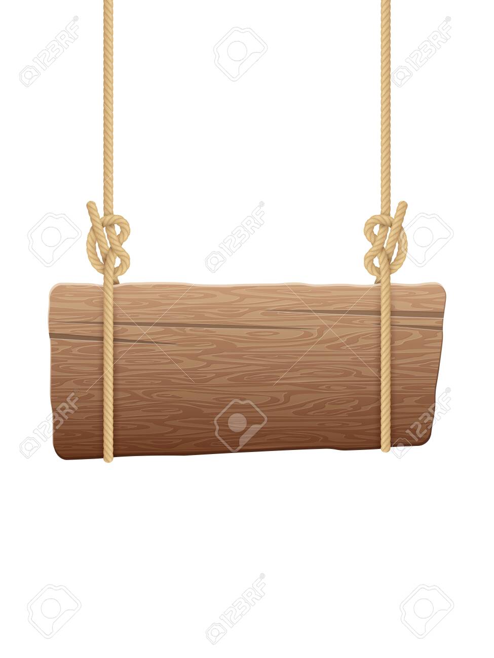 Wooden singboard hanging on ropes. EPS 10 vector file included - 123825291 Wooden singboard hanging on ropes. EPS 10 vector file included - 123825291