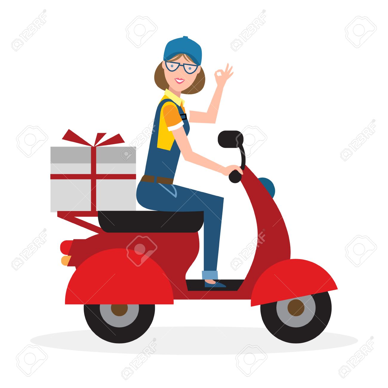 Motociclista entregando paquete