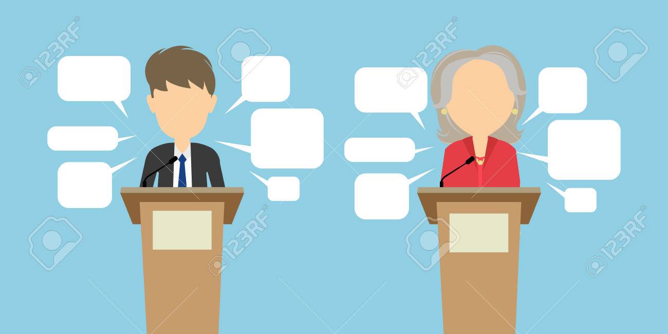 two speakers debate political debates or speeches at the conference