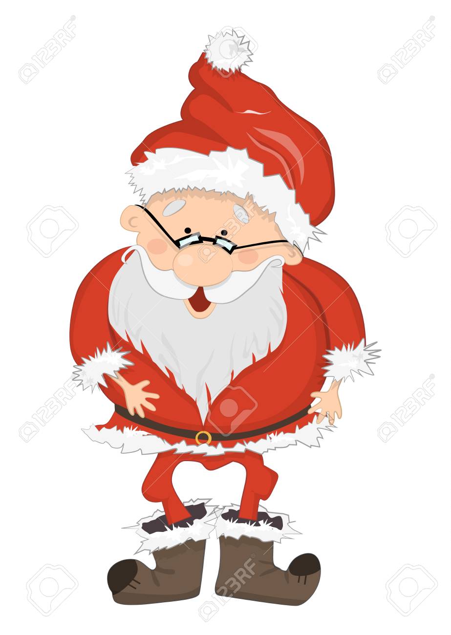 分離のサンタ クロース メガネで面白い笑顔サンタ 赤いスーツと白ひげ 新年とクリスマスのシンボルです のイラスト素材 ベクタ Image