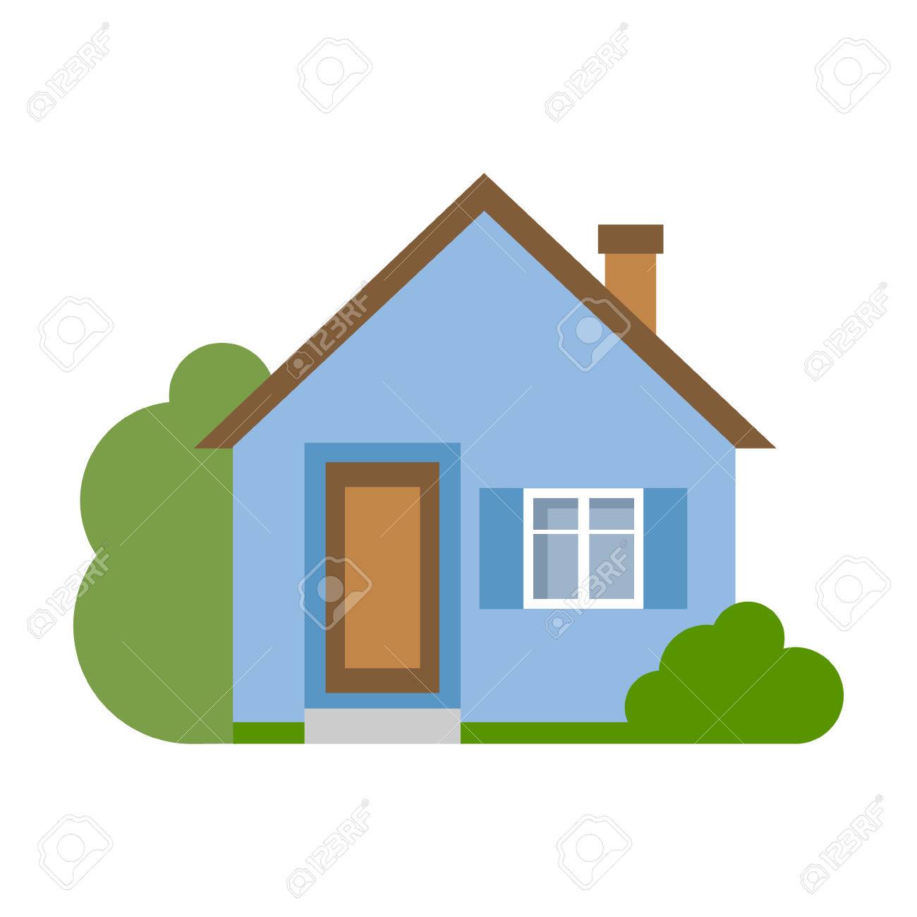 isolated cartoon house simple suburban house concept of real