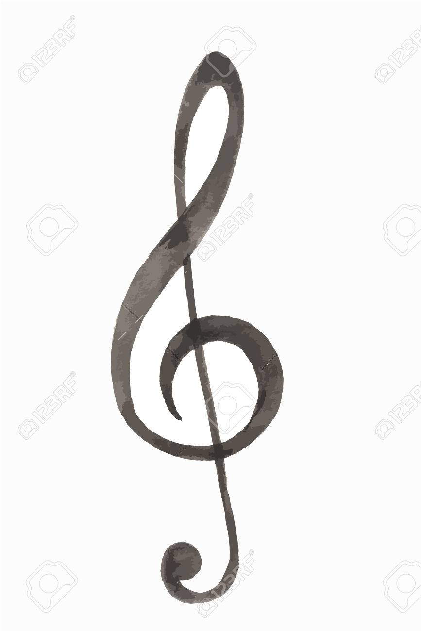 watercolor treble clef isolated musical sign on white background watercolor treble clef