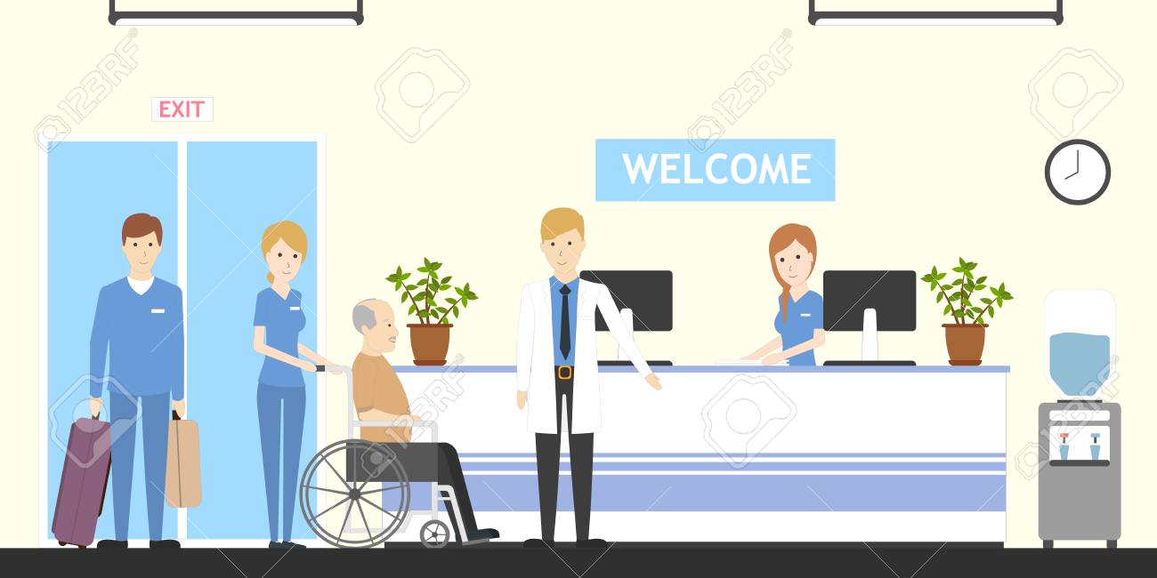 reception at nursing home seniors and helpers people relax and do hobbies stock