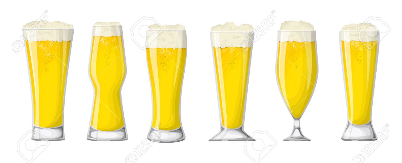 ビールのグラスを設定します 白いビールやラガー のイラスト素材 ベクタ Image ビールのグラスを設定します 白いビールやラガー のイラスト素材 ベクタ Image