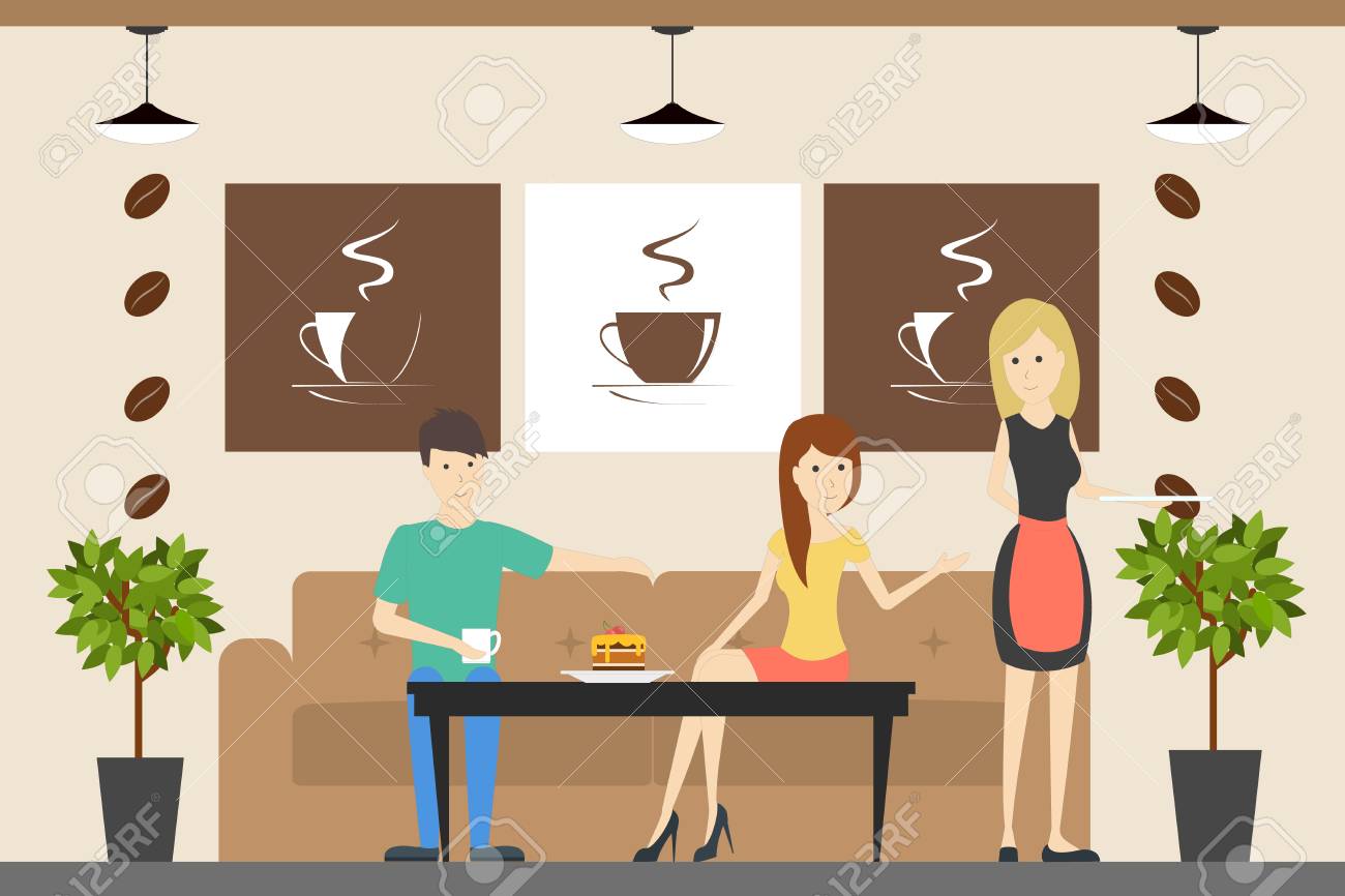 People At Coffee Shop. Royalty Free SVG, Cliparts, Vectors, And