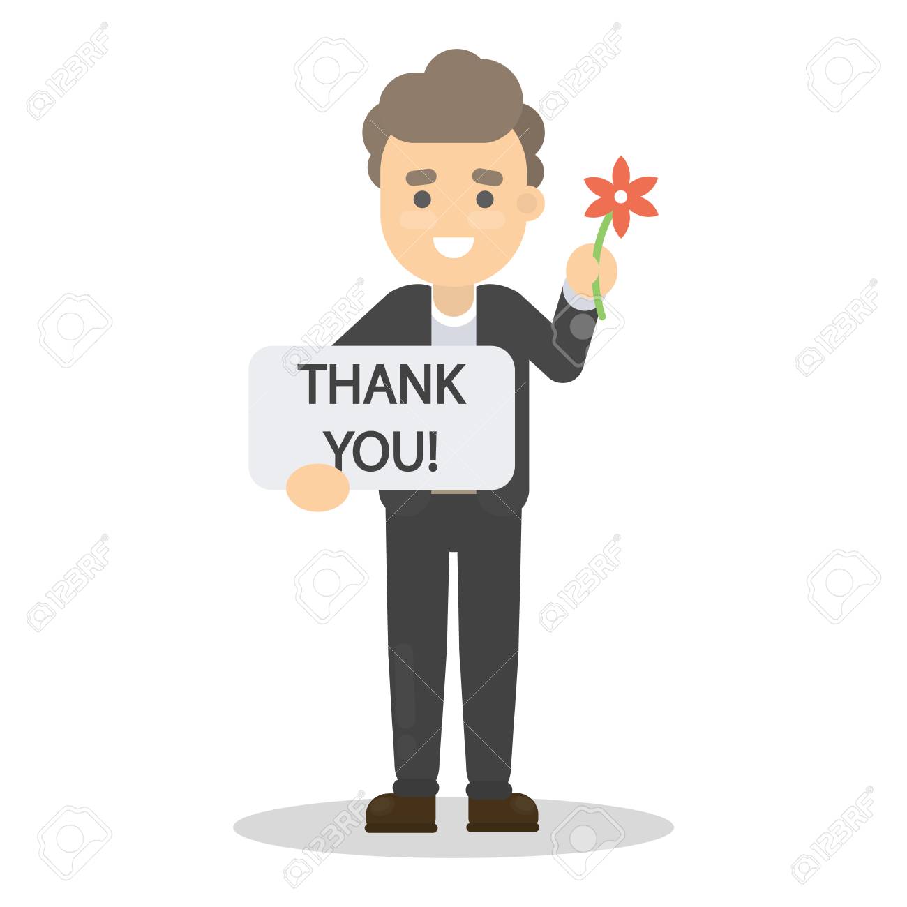 Man Holding A Sign With The Words Thank You. Royalty Free SVG, Cliparts,  Vectors, and Stock Illustration. Image 95842076., image size:1300x1300