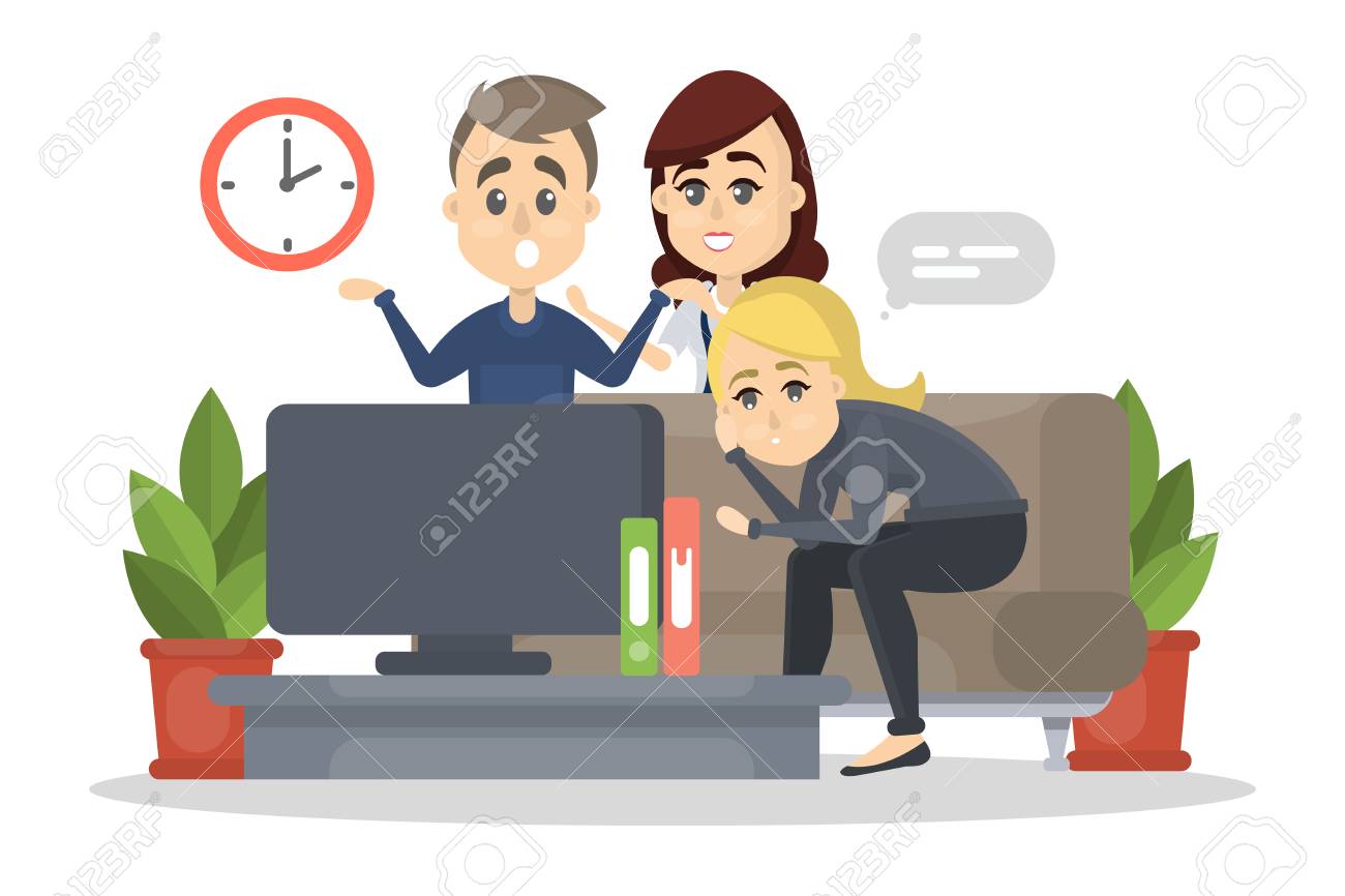 テレビを見ている家族 のイラスト素材 ベクタ Image