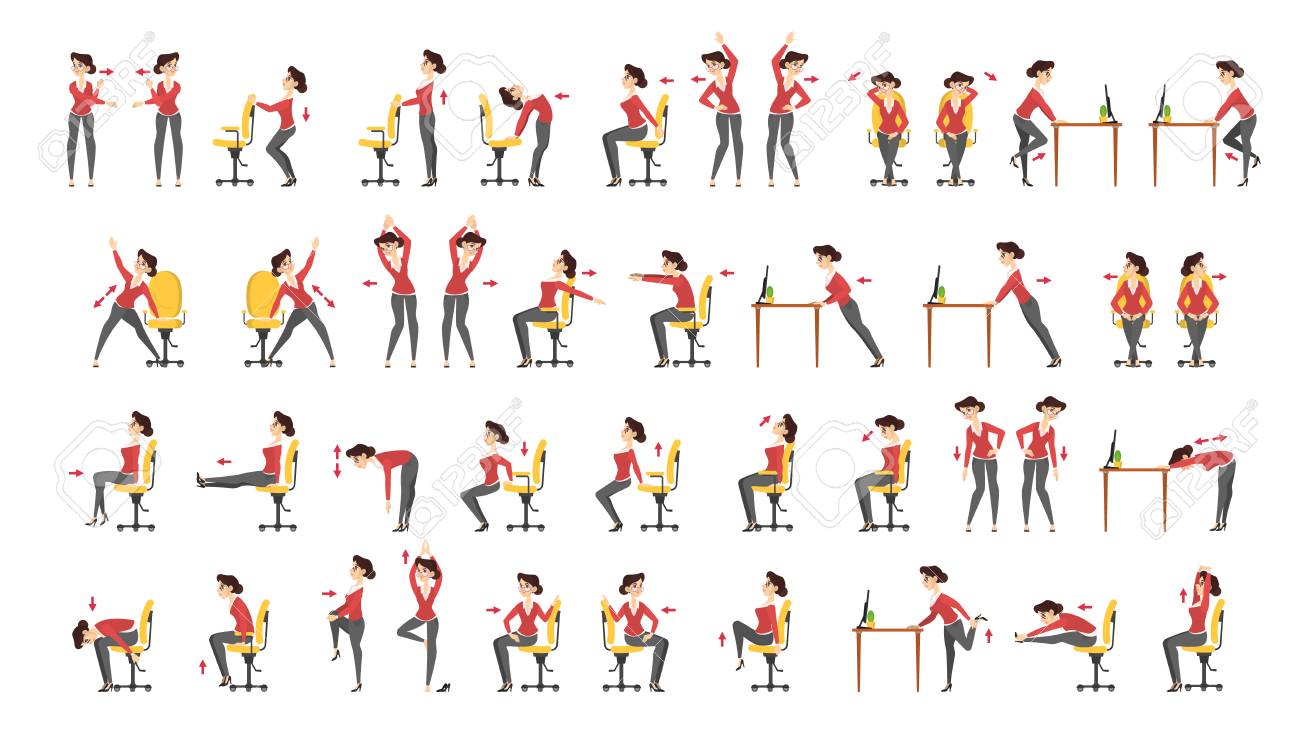 Office exercise set. Body workout for office - 117860749 Office exercise set. Body workout for office - 117860749