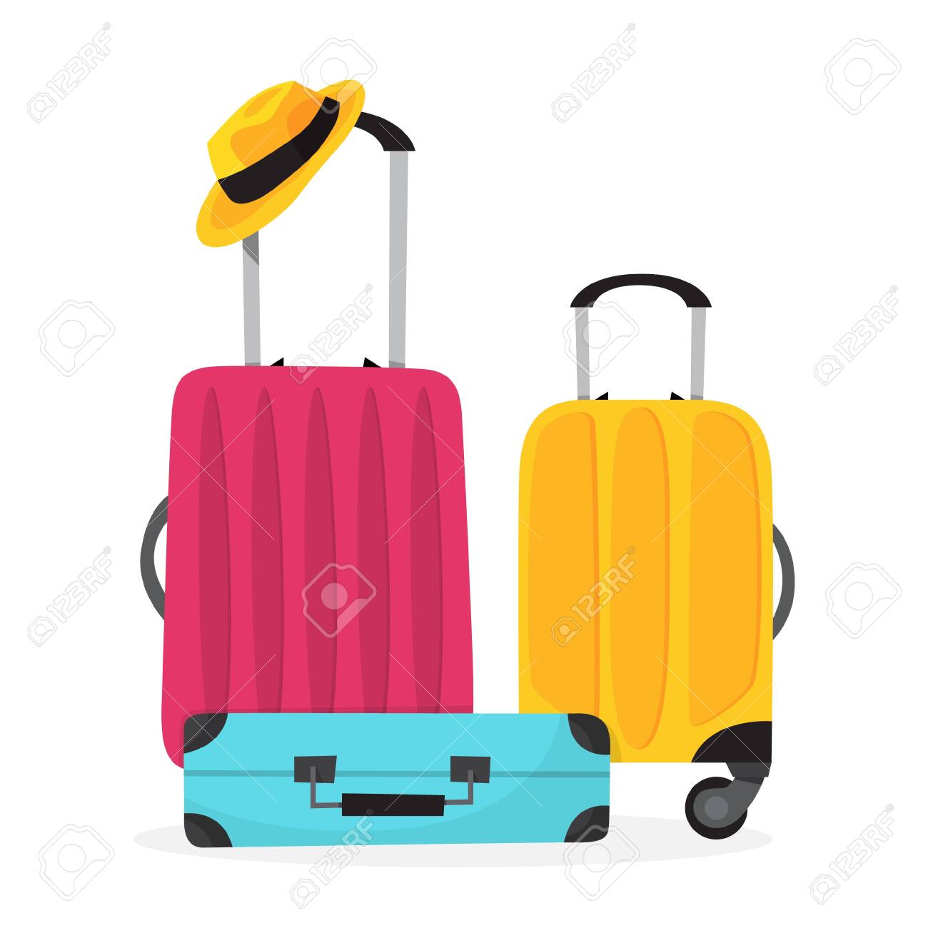 Baggage for travel. Big suitcase for a journey and adventure. Isolated vector illustration in cartoon style - 124129893 Baggage for travel. Big suitcase for a journey and adventure. Isolated vector illustration in cartoon style - 124129893