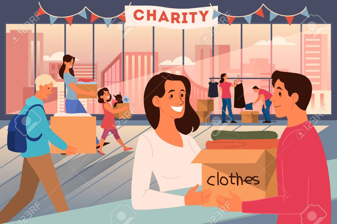 Charity Concept. People Donate Stuff To Help Poor People. Make Donation And Share Love. Idea Of Humanitarian Help. Isolated Vector Illustration In Cartoon Style Royalty Free SVG, Cliparts, Vectors, And Stock Illustration. Charity Concept. People Donate Stuff To Help Poor People. Make Donation And Share Love. Idea Of Humanitarian Help. Isolated Vector Illustration In Cartoon Style Royalty Free SVG, Cliparts, Vectors, And Stock Illustration.