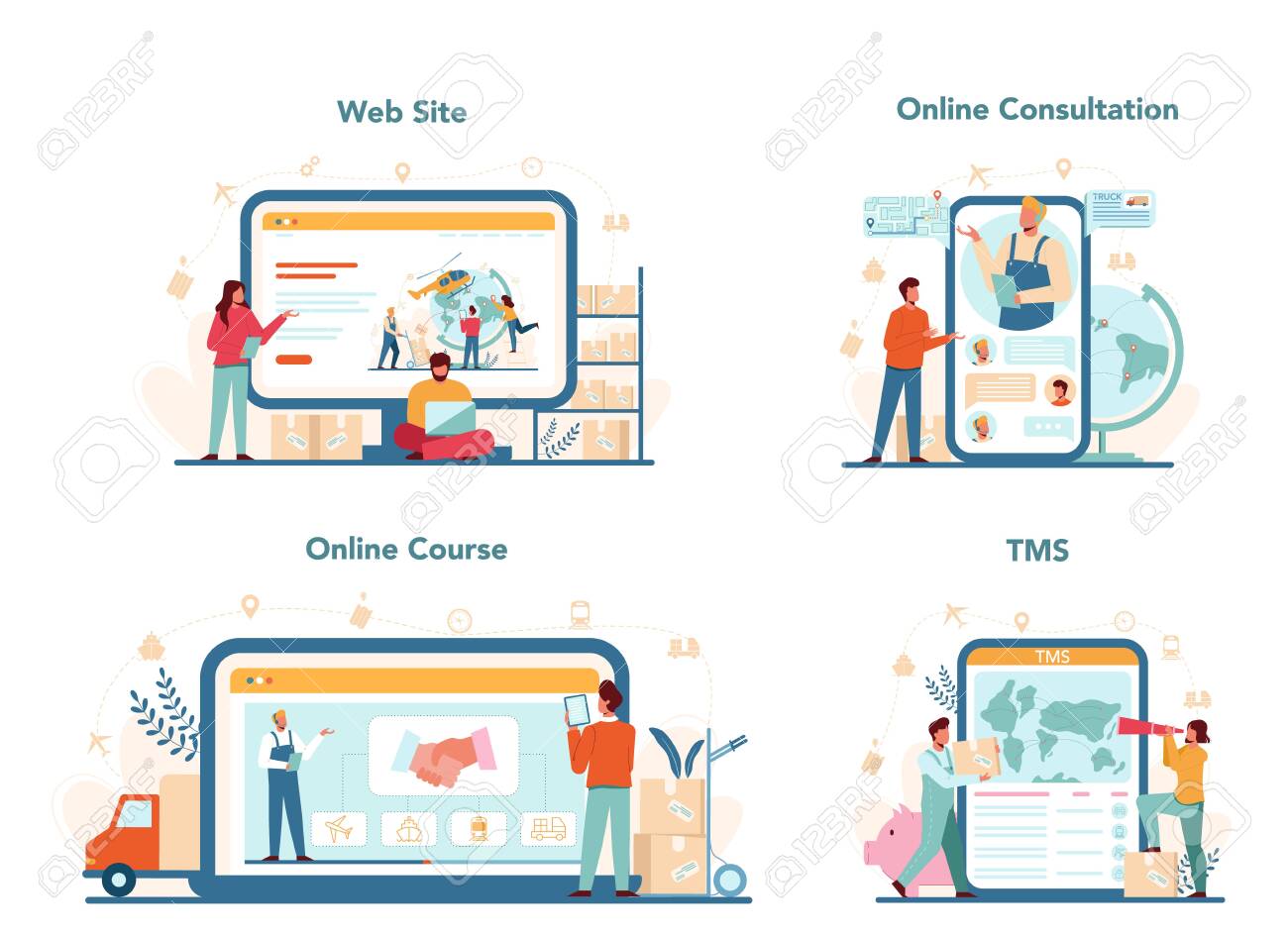 Logistic and delivery service online service or platform set. Idea - 152687124 Logistic and delivery service online service or platform set. Idea - 152687124