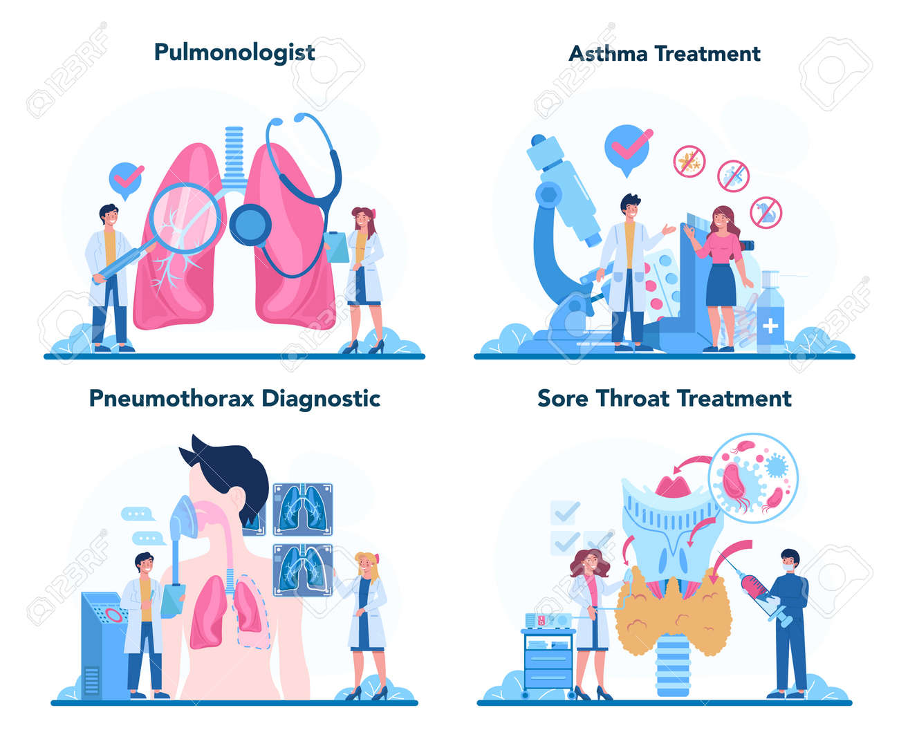 Pulmonologist set. Idea of health and medical treatment. Healthy - 154717334 Pulmonologist set. Idea of health and medical treatment. Healthy - 154717334