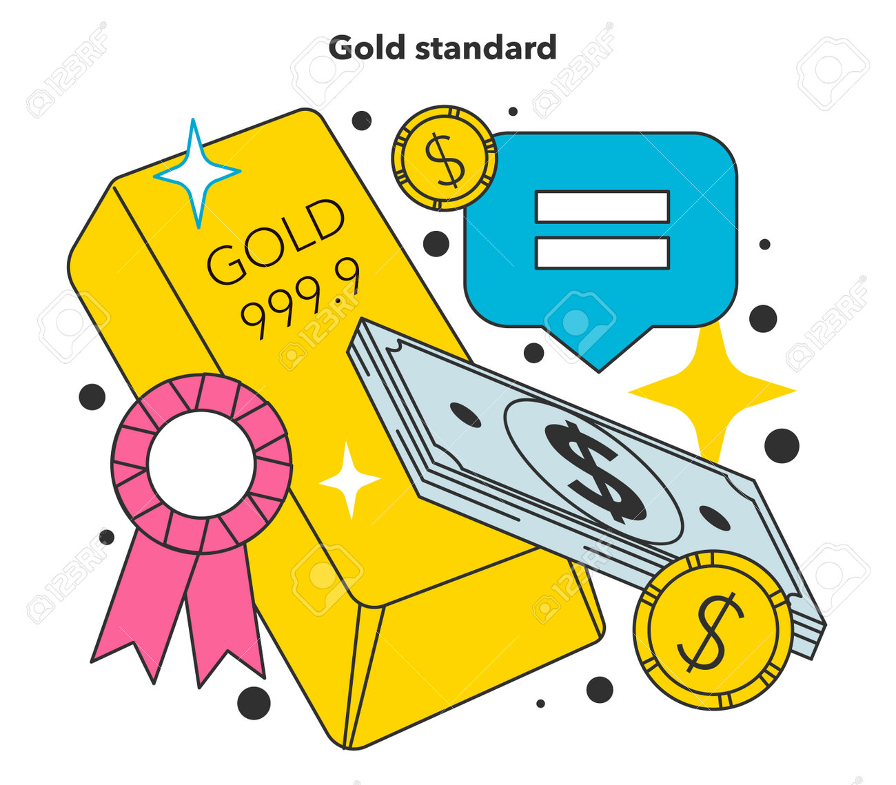 インフレ制御の方法としての金本位制。経済危機のイラスト素材・ベクター Image 194134524