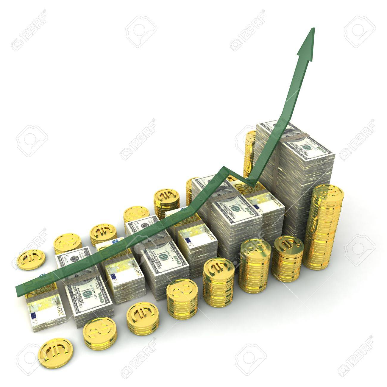 money graph with dollars