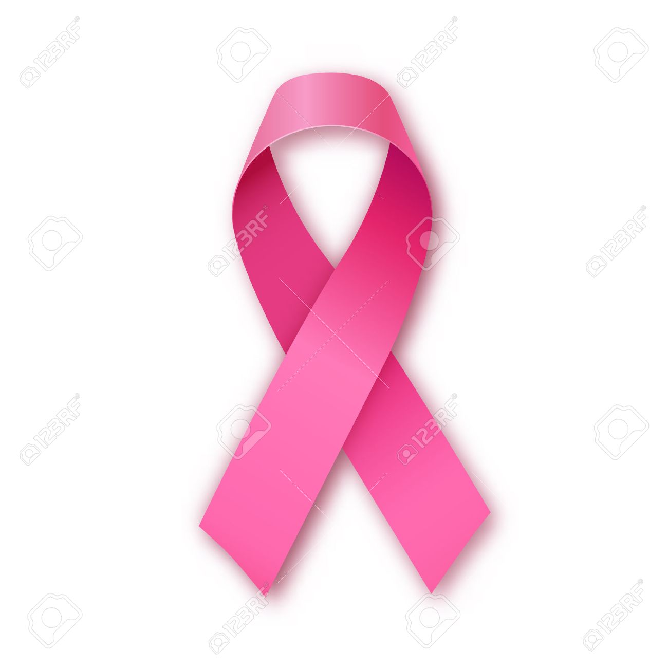 bright realistic pink ribbon icon breast cancer awareness symbol