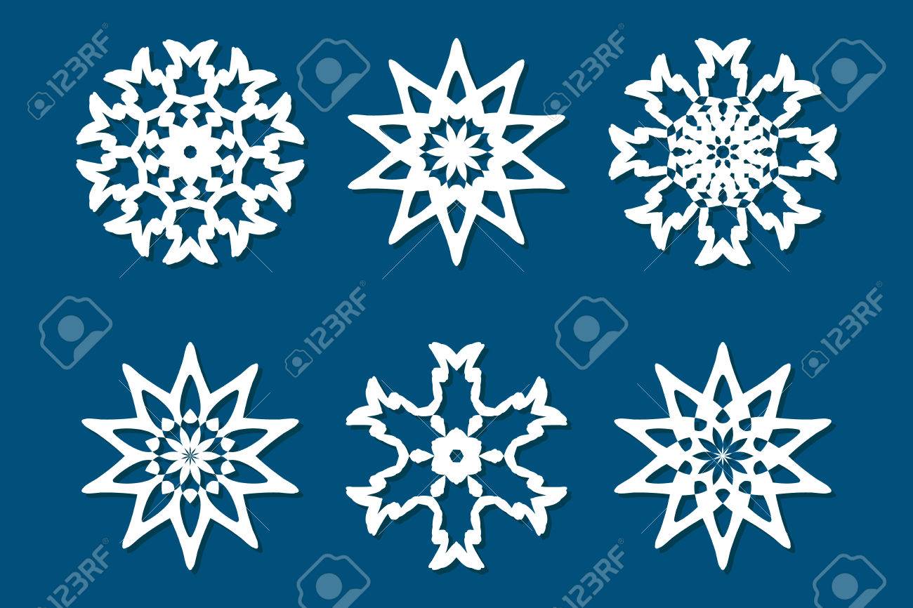 snowflake set laser cut pattern for christmas paper cards wood