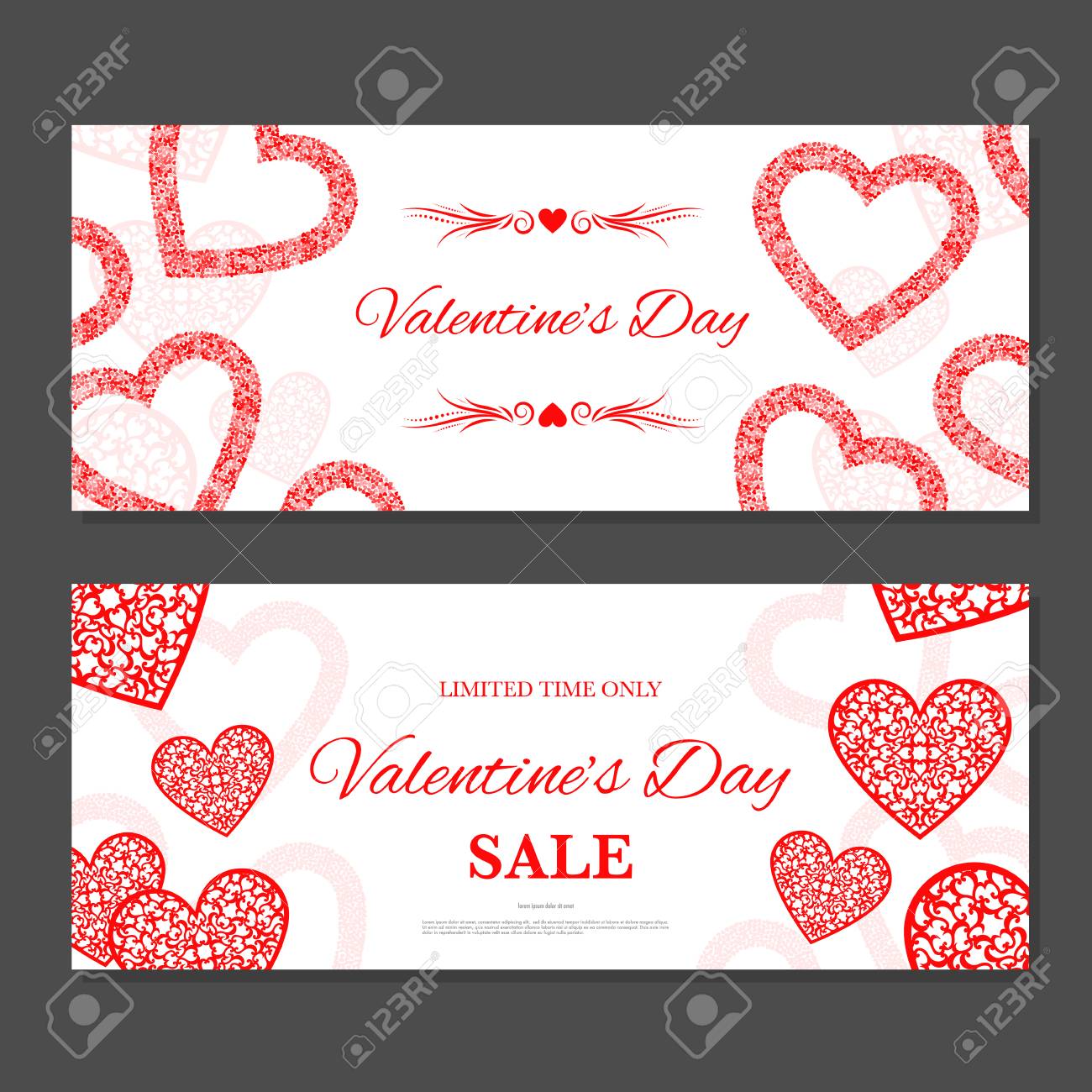 valentines day gift coupon gift voucher template with red hearts coupon gift template