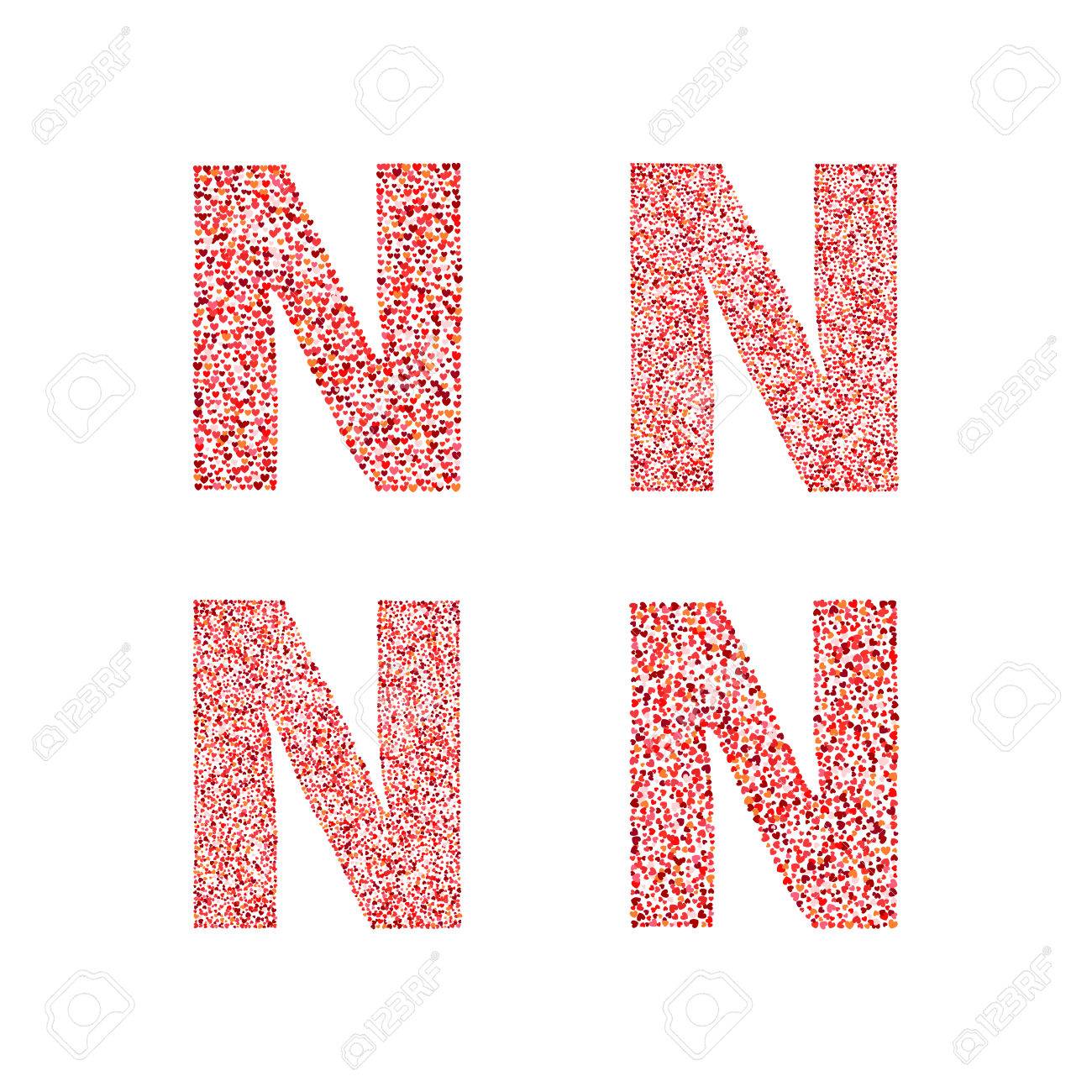 バレンタインにハート型赤アルファベット Nハートのバレンタインのアルファベット 愛 Abc のイラスト素材 ベクタ Image