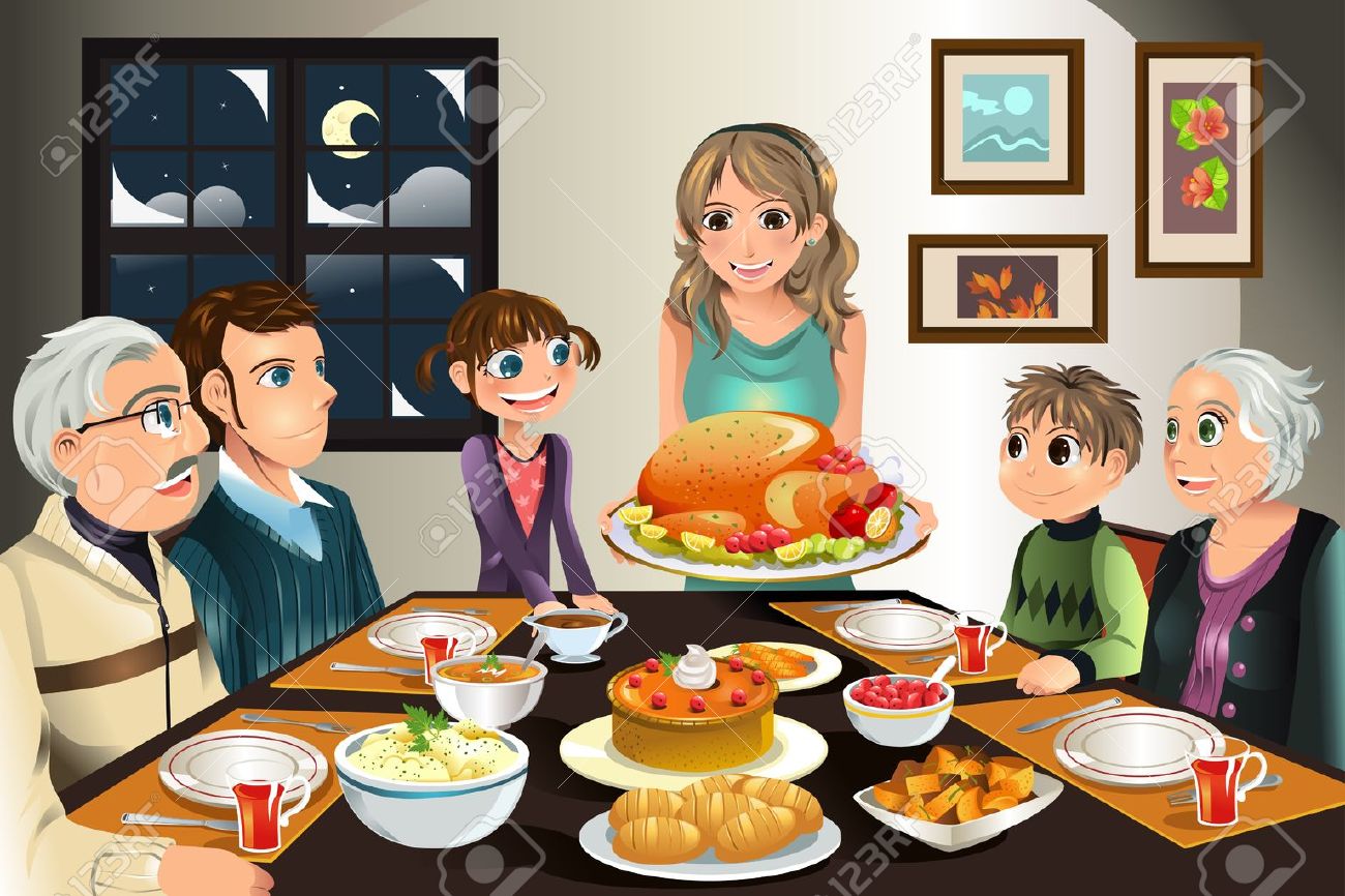 A illustration of a family having a Thanksgiving dinner together - 10360668 A illustration of a family having a Thanksgiving dinner together - 10360668