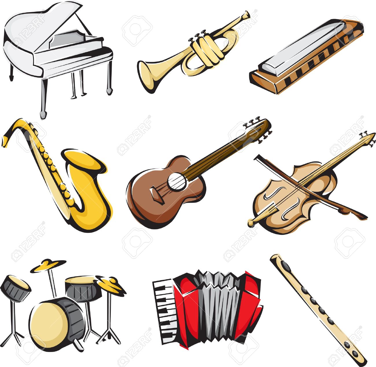 A vector illustration of different musical instruments icons - 11271510 A vector illustration of different musical instruments icons - 11271510