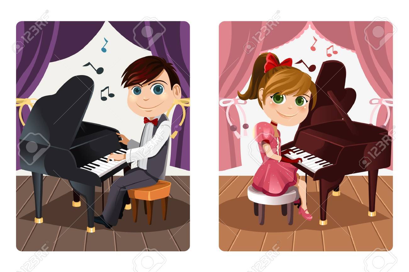 少年とピアノを弾く少女のベクトル イラストのイラスト素材 ベクタ Image 少年とピアノを弾く少女のベクトル イラストのイラスト素材 ベクタ Image